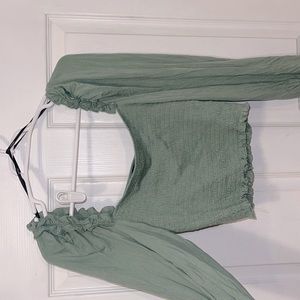 Small. Sage green top